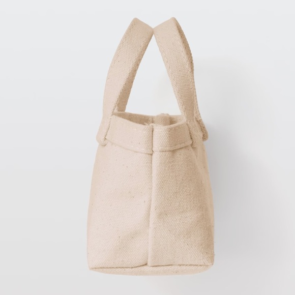 NWT Muji Mini Canvas Tote Bag Natural Beige From Japan - Picture 3 of 9
